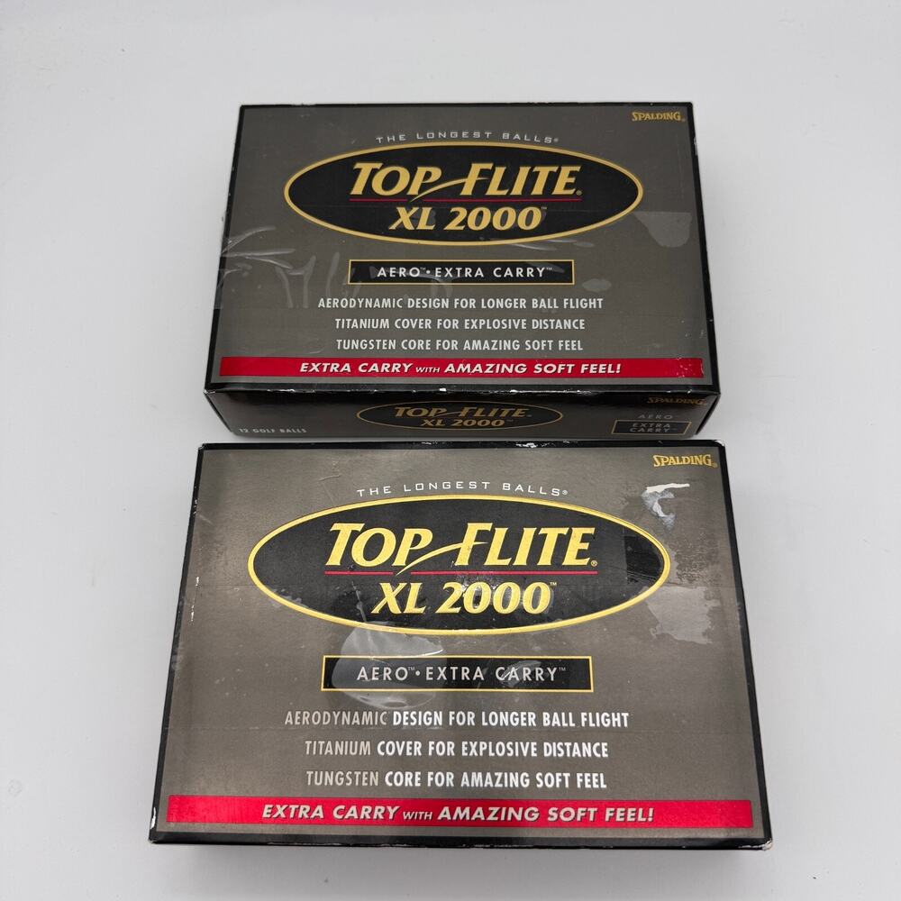 Top Flite XL 2000 Golf Balls Titanium Distance Aero Extra Carry Spalding 2 Pack